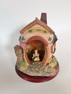 Vintage Bunny Cottage Tealight Holder House Figurine Easter Decor